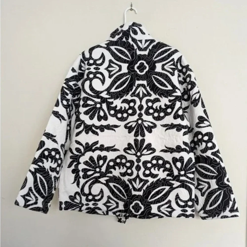 Zara QUILTED PRINTED JACKET. Ecru/Black. Size S. New with Tags. - Picture 10 of 12